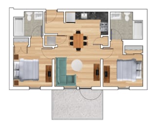 Floor Plan  2 Bedroom B Floor Plan at Block C, San Marcos, CA