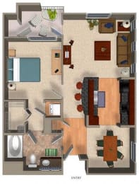 a floor plan of a house with a living room and kitchen