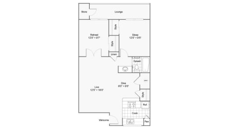 Two Bedroom B1 Floor Plan