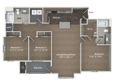 C1 Floor Plan at Andorra Apartments