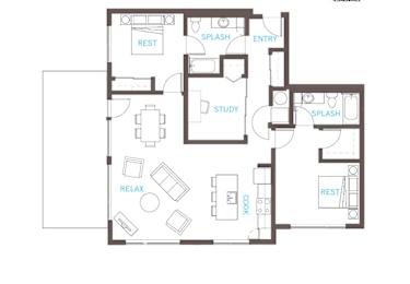 Floor Plan  Two bedroom Two bathroom Floor Plan at Vue 22 Apartments, Bellevue, Washington