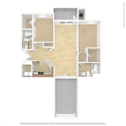 2 Bed 2 Bath Floor Plan B1 at Andante Apartments, Arizona