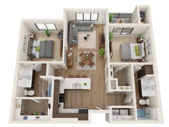 a1 floor plan  1 bedroom with 2 baths  119