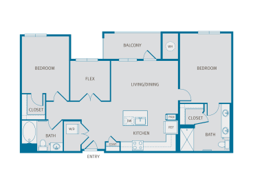 a blueprint of a floor plan with bedrooms and baths