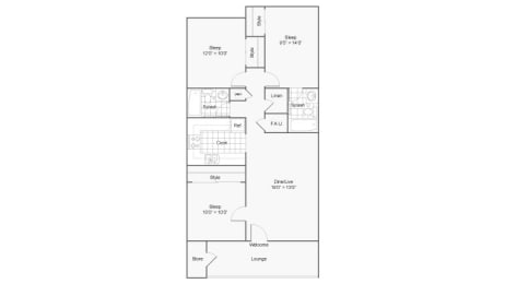 Three Bedroom C1 Floor Plan at The District