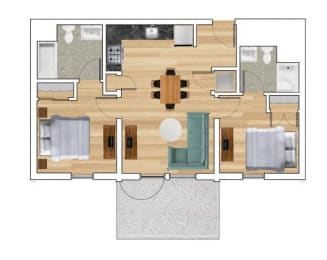 Floor Plan  2 Bedroom A Floor Plan at Block C, San Marcos, 92078