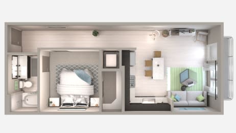 One Bedroom A2 Floor Plan at Centra