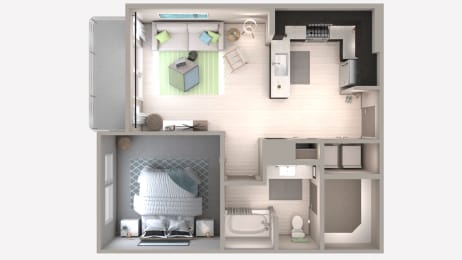 One Bedroom A3 Floor Plan at Centra