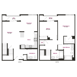 two floor plan of a house with floor plans of different floors