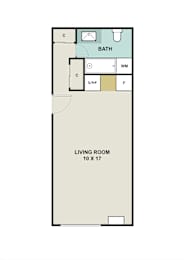 Eco Studio floor plan at 3300 Tamarac Apartments