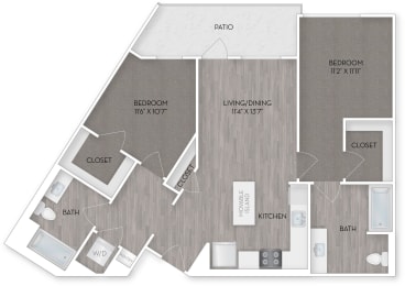 Two Bedroom Floor Plan at Eleanor