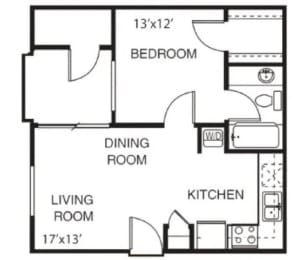 Garden Grove A1 Floor Plan at Garden Grove Apartment Homes, Tempe, AZ