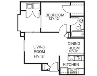 Garden Grove A2 Floor Plan at Garden Grove Apartment Homes, Tempe, AZ 85283