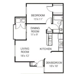 Garden Grove B1 Floor Plan at Garden Grove Apartment Homes, Tempe 85283
