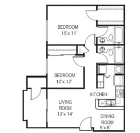 Garden Grove B3 Floor Plan at Garden Grove Apartment Homes, Tempe 85283