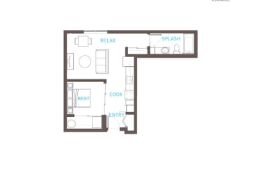 Floor Plan  1 Bedroom 1 Bathroom Floor Plan at Vue 22 Apartments, Washington