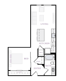 Floor Plan  a floor plan of a small house with a bedroom and a living room