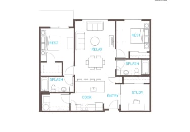 Floor Plan  Two Bed Two Bath Floor Plan at Vue 22 Apartments, Washington