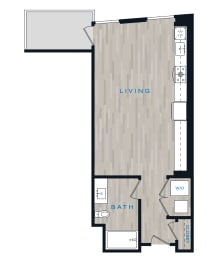 a floor plan of a room with a closet and a bed