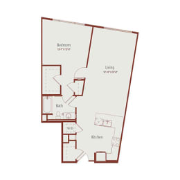 a floor plan of a 1 bedroom apartment