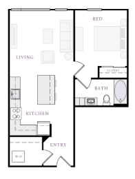 Floor Plan  a floor plan of a small house with a bedroom and a living room