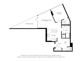 A black and white drawing of a house floor plan.