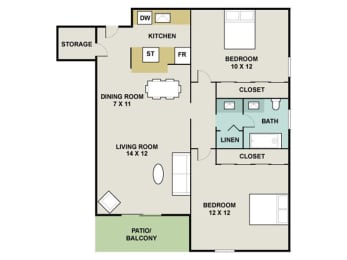 B1 Floor Plan at 3300 Tamarac Apartments