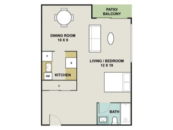 S1 Floor Plan at 3300 Tamarac Apartments