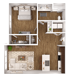 a floor plan of a bedroom with a bathroom and a living room