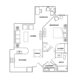Floor Plan  a floor plan of a bedroom apartment with a closet