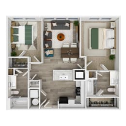 Floor Plan  2 Bedrooms | Income Restricted