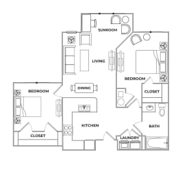 Floor Plan  a floor plan of a residence with bedrooms and baths