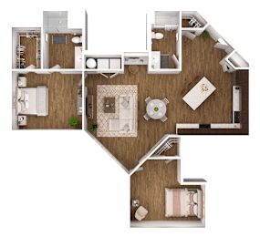 a floor plan of a house with a bedroom and a living room