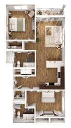 a floor plan of a bedroom with a bathroom and a living room