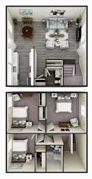 A series of images showing different room layouts.