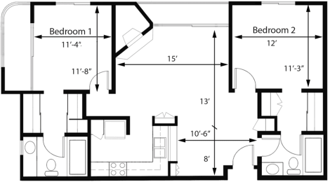 2 bedroom 2 bath A at Midvale Towers Apartments Westwood, Los Angeles, CA, 90024