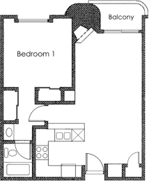 1 bed 1 bath X08 Floor Plan at Midvale Court, California, 90024