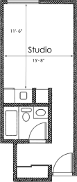 Studio 1 bath X16A Floor Plan at Midvale Court, Los Angeles