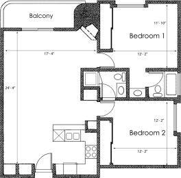 2 bed 2 bathroom X18 Floor Plan at Midvale Court, California, 90024