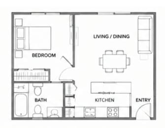 Floor Plan  A black and white image of a house floor plan with labeled rooms.