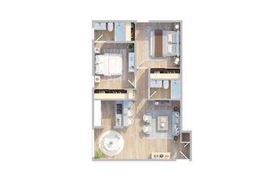 2 Bed Floorplan at Oxnard Plaza, North Hollywood, CA, 91606