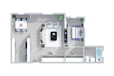 1 Bed 1 Bath Floor Plan at Barton Apartments, Los Angeles, CA 90038