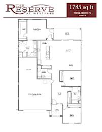 A floor plan for a 1785 sq ft three bedroom 2 bath property at The Reserve at Westpark.