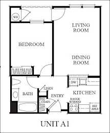 2D Floorplan of 1 bedroom at Meadow Wood at Alamo Creek in