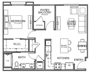 Floor plan 1 bed 1 bath 741 sq. ft. at The Overlook Santa Clarita, CA 91350