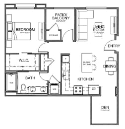 Floor plan 1 bed 1 bath 731 sq. ft. at The Overlook Santa Clarita, CA 91350