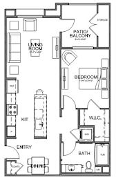 Floor plan 1 bed 1 bath 856 sq. ft. at The Overlook Santa Clarita, CA 91350
