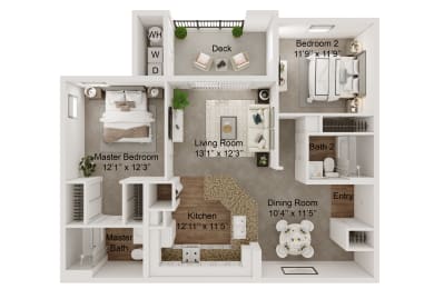 2 bed 2 bath B1A floor plan at Monarch at Dos Vientos, Newbury Park, CA, 91320