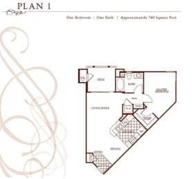 1 Bed 1 Bath Floor Plan at Sonoma at Porter Ranch, Porter Ranch, 91326