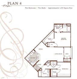 Two Bedroom Two Bath Floor Plan at Sonoma at Porter Ranch, California